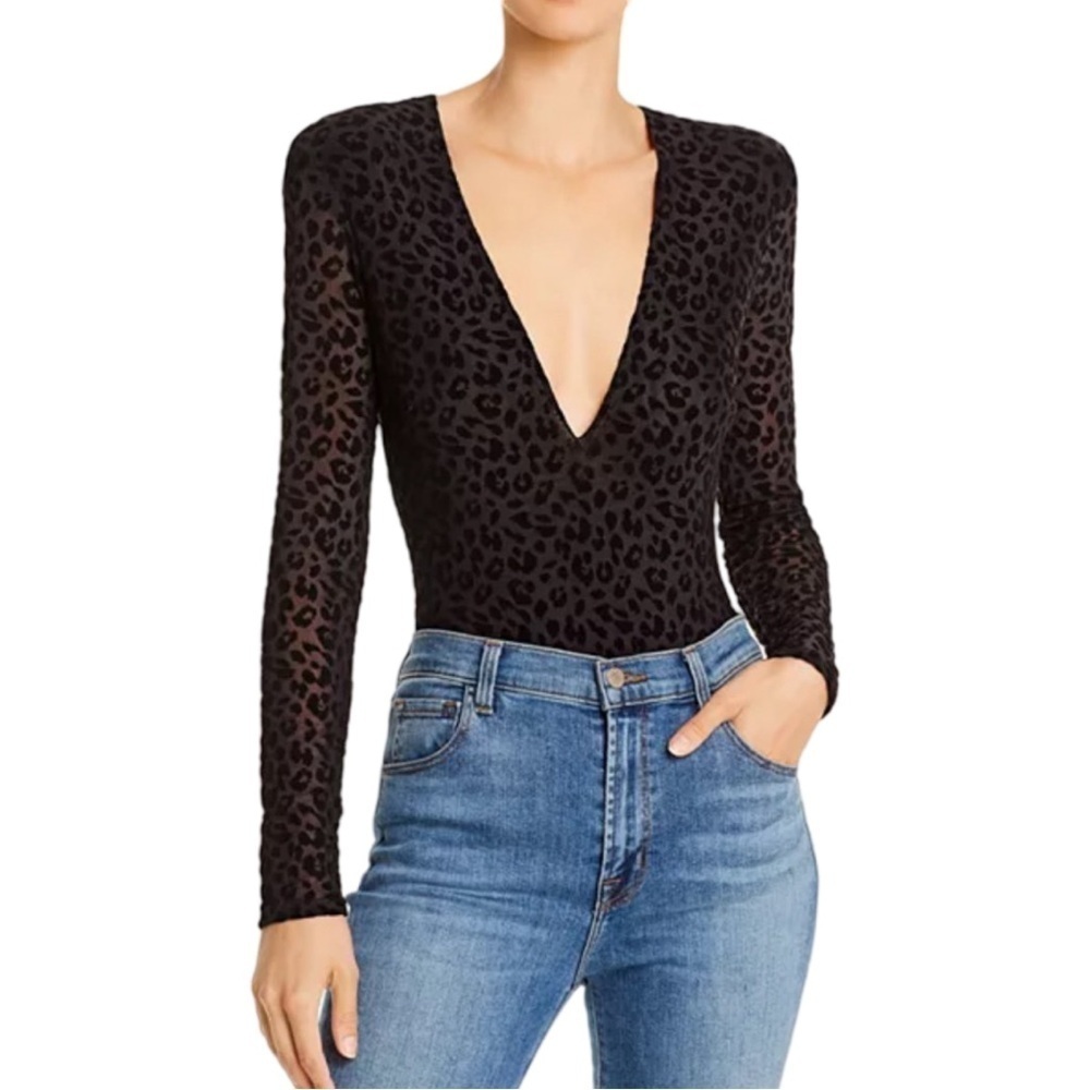 NWT ASTR the Label Inca Bodysuit in Black Leopard Burnout